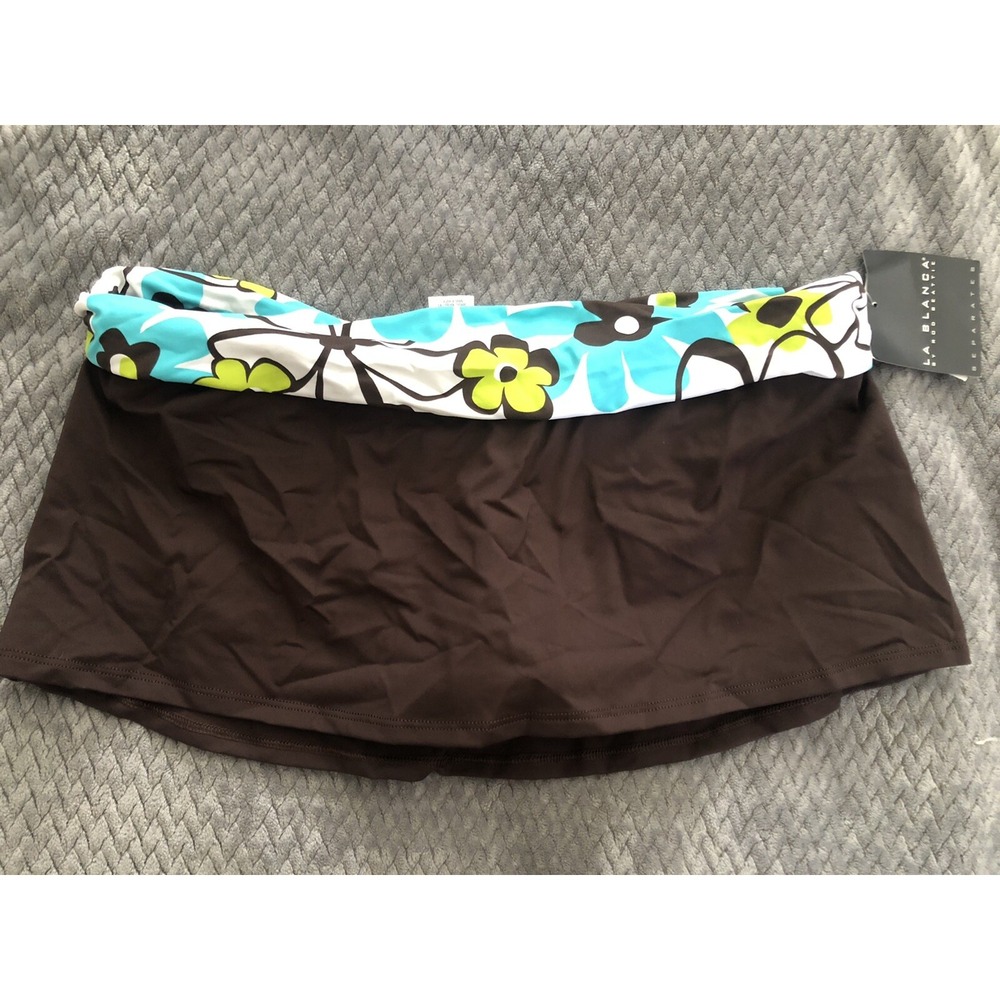 NWT Womens La Blanca Brown Swim Skirt with floral trim Size 12